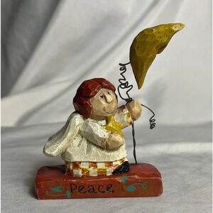Eddie Walker Life's Little Gifts Midwest  Peace Angel Vintage Wood Carved